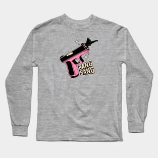 Bang Bang Black Cat in blue Long Sleeve T-Shirt